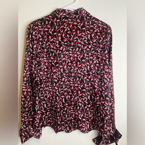 Stylish Women's Black and Red Patterned Top